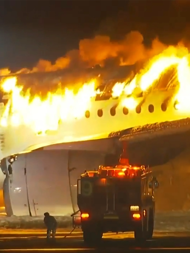 Japan Airlines Plane Fire at Tokyo Airport